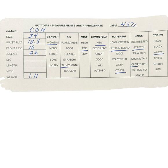 NWT Citizens of Humanity Ella in Moonglow White Slim Crop Stretch Jeans Size 34 - Picture 11 of 11